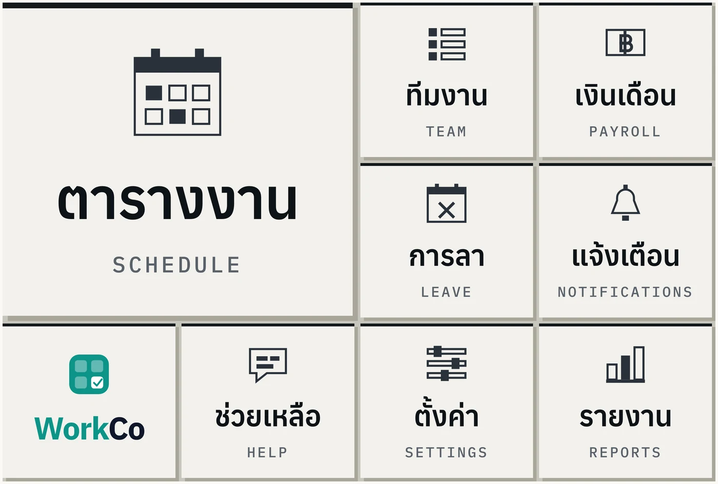 เมนู WorkCo สำหรับเจ้าของและผู้จัดการใน LINE